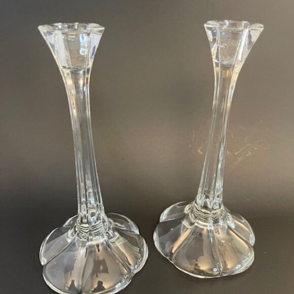 Pair of Vintage Glass Candlesticks – 9.75" Tall, Tulip Design - Picture 10 of 10